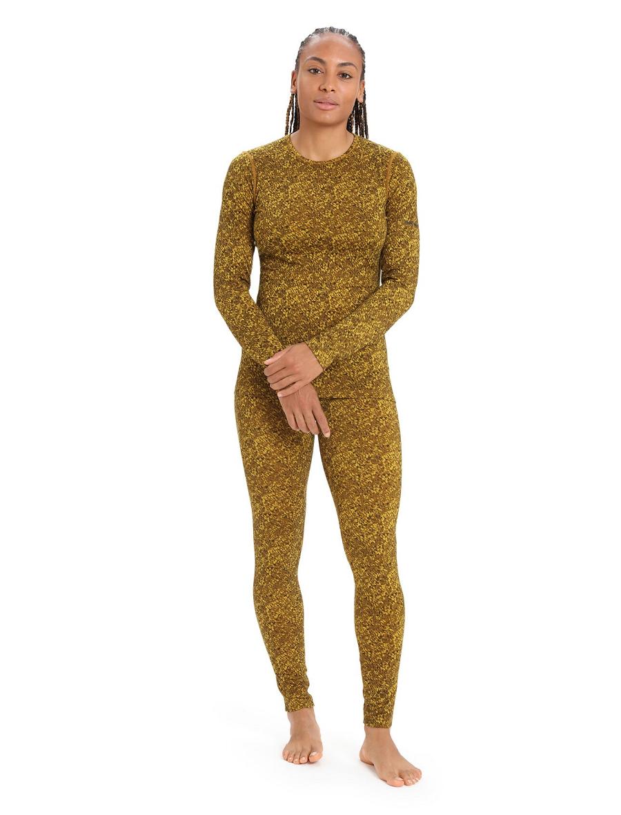 Women's Icebreaker Merino 200 Oasis Leggings Lichen Base Layers Silent Gold / Clove | CA 1106WNBY